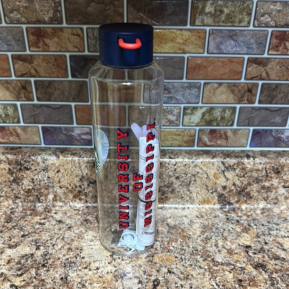 Star Bucks University of Mississippi Clear Water Bottle 24 oz